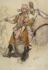 Washerwoman（纸上粉彩） 作者 卡尔·拉森
