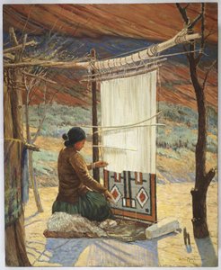Navaho Weaver, Canyon de Chelly, Navaho Reserve (oil on canvas mounted on panel)   1400373   zh       chinese Successfully Translated  Original: View of Longwood on the island of Saint Helena, where Napoleon Bonaparte lived (1769-1821) during his exile Wat