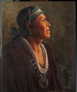 Ta-otza-begay，也称为 Meguelito，纳瓦霍药师（布面油画，安装在面板上）