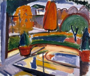 带池塘的风景--纽曼的院子，约1915-1932年。