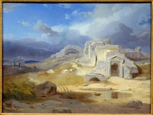 锡拉库扎的阿基米德墓。卡尔-罗特曼（1798 - 1850）的画作，Ec.所有。