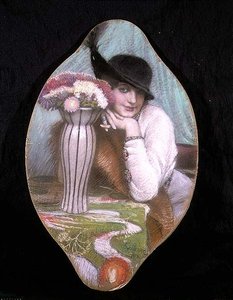 花瓶旁的女孩画像 作者 卡尔·施洛瑟（Carl Schlosser）