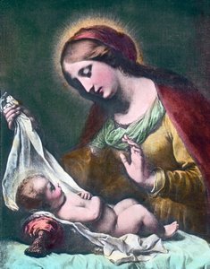 圣母与圣婴意大利巴洛克画家 Carlo Dolci（1616 - 1686 年）的画作（无日期）。图片日期：约 1900 年。卡尔-西蒙档案馆