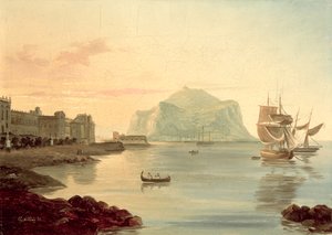 巴勒莫港口与佩莱格里诺山，1831年 作者 Carl Wilhelm Goetzloff