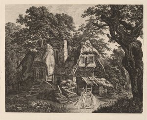 带风景和人物的草帽小屋 作者 卡尔·威廉·科尔贝