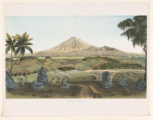 爪哇岛的萨宾火山 Gunong Sumbing（物体上的标题） Java 作品图集（对象上的系列标题） 包含十一个风景如画的图版，属于作品爪哇，它的外观，它的植被和内部结构（系列标题 作者 荷兰皇家 Steendrukkerij van CW Mieling