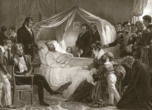 拿破仑临终前，1821年5月5日，出版版画。