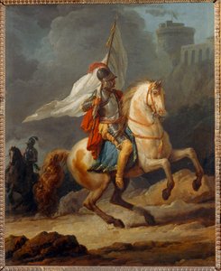 Cavalier en armure tenant un drapeau - 手持旗帜的铠甲骑士...