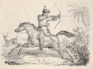 骑马猎鹿的哥萨克人，1821-36。 作者 卡尔·韦尔内