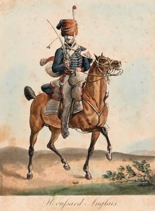 英国轻骑兵，约 1815 年（浅绿色，有色） 作者 卡尔·韦尔内