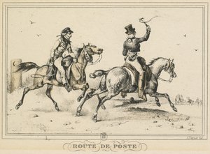 日常生活，道路和小路场景：邮寄路线...，1817年。 作者 卡尔·韦尔内