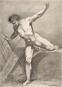 一个Académie: 倚在木板上的大步流星，1742-43。