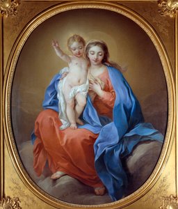 童贞女耶稣。 布面油画。 Carle Van Loo 的绘画 (1705 - 1765) 作者 卡尔·范·卢