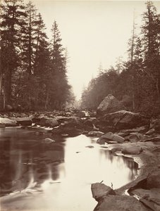 默塞德河，优胜美地，约1872年，约1876年印刷。 作者 卡尔顿·E·沃特金斯。