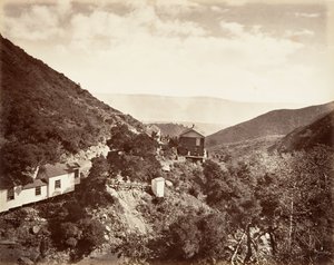 热硫磺泉，圣巴巴拉，1876年，约1876年印刷。 作者 卡尔顿·埃蒙斯·沃特金斯