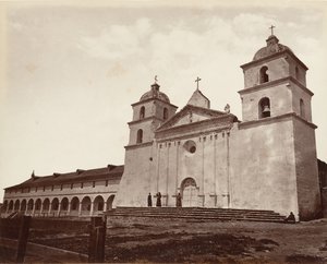 圣巴巴拉的旧传教士教堂，1876年，约1876年印刷。