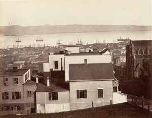 旧金山，来自加利福尼亚和鲍威尔街，1864年，约1876年印刷。 作者 卡尔顿·埃蒙斯·沃特金斯