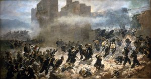 Porta Pia 的 Brêche - 罗马，20/09/1870。 C. Ademolo 的绘画。