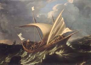 约拿和鲸鱼，17 世纪中叶（布面油画） 作者 卡洛·安东尼奥·塔维拉