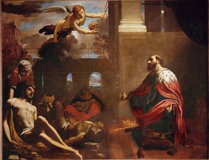 法国国王圣路易九世祈祷瘟疫结束（布面油画）