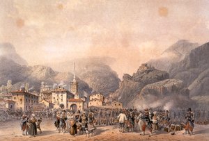 1859 年苏萨的法国营地，卡洛·博索利（Carlo Bossoli，1815-1884 年）雕刻。 十九世纪意大利第二次独立战争。 作者 卡洛·博索利