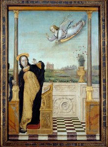 天使报喜。三联画的中央面板。Carlo Di Giovani Braccesco (1478-1501)画的。