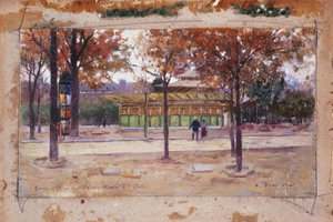 1900 年至 1907 年间，大都会入口，Étoile 广场（布面油画，裱在纸板上） 作者 卡洛·布兰卡乔（Carlo Brancaccio）