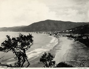 阿拉西奥的一片海滩，约1890年（黑白照片）。