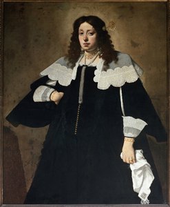 白手帕女士肖像（布面油画） 作者 卡洛·塞雷萨（Carlo Ceresa）