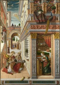 与圣埃米迪乌斯的报喜。 1486 作者 卡洛·克里维利（Carlo Crivelli）