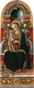 麦当娜（Madonna）和孩子在捐赠者中登基 作者 卡洛·克里维利（Carlo Crivelli）