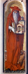 圣杰罗姆穿着主教（帽子）的服装。 Predelle Demidoff by Carlo Crivelli (1430/35 - 1494)。 1476. 作者 卡洛·克里维利（Carlo Crivelli）