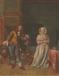 狩猎者拜访一位女士，1783-1786。 作者 卡洛·拉西尼奥（Carlo Lasinio）