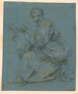 素描，研究：两个坐着的男人，1650-1675 年 作者 卡洛·马拉蒂（Carlo Maratti）