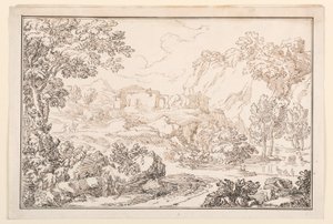 素描，风景，1770-86 年 作者 卡洛·马尔基奥尼