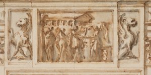 绘图，意大利罗马阿尔巴尼别墅大画廊北门设计，1755-56 年