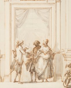 绘图，意大利罗马阿尔巴尼别墅大画廊北门设计，1755-56 年 作者 卡洛·马尔基奥尼