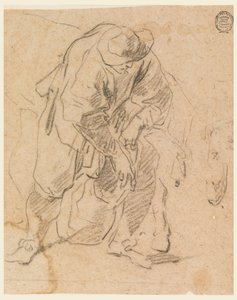 素描，提包的农民，1728-78 年 作者 卡洛·马尔基奥尼