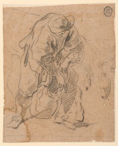 素描，提包的农民，1728-78 年 作者 卡洛·马尔基奥尼