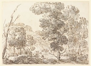 绘画，山区道路，1770-1786 年 作者 卡洛·马尔基奥尼
