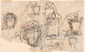素描，速写，1740-58 年 作者 卡洛·马尔基奥尼