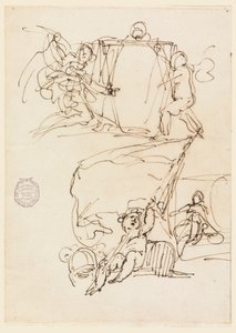 素描，三幅速写，1775 年之前