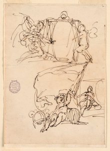 素描，三幅速写，1775 年之前 作者 卡洛·马尔基奥尼