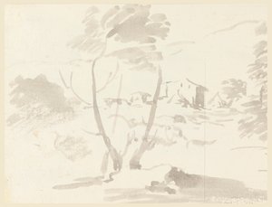 风景中的树木素描 作者 卡洛·马尔基奥尼