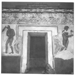 Caile Vipinas，在公元前320  -  280年的Vulci的弗朗索瓦墓中重建伊特鲁里亚壁画（壁画）（另见212367,212368,214590） 作者 卡洛·鲁斯皮