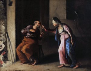 圣彼得被拒绝。卡洛-萨拉切尼（1579-1620 年）的画作。布面油画。尺寸：38x48 厘米。普罗旺斯地区艾克斯的格拉内特博物馆。 作者 卡罗萨拉切尼