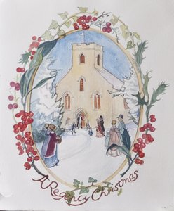 Regency Christmas，2008（wc on paper） 作者 卡罗琳·赫维·巴瑟斯特