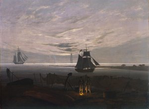1831年在波罗的海的夜晚 作者 卡斯珀·大卫·弗里德里希（Caspar David Friedrich）