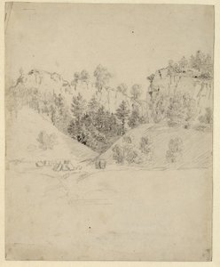德语：Landschaft mit einem Steinbruch 有采石场的景观 作者 卡斯珀·大卫·弗里德里希（Caspar David Friedrich）