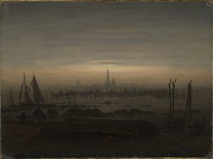 月光下的格赖夫斯瓦尔德 作者 卡斯珀·大卫·弗里德里希（Caspar David Friedrich）